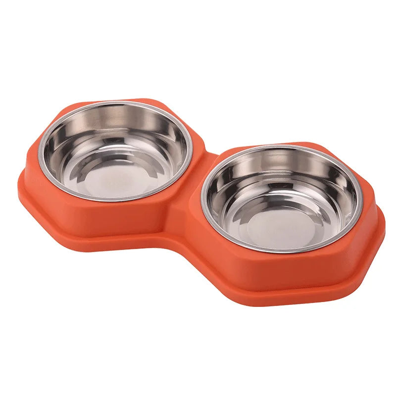 Non-Slip Double Pet Feeding Bowl – Stainless Steel Food & Water Dish