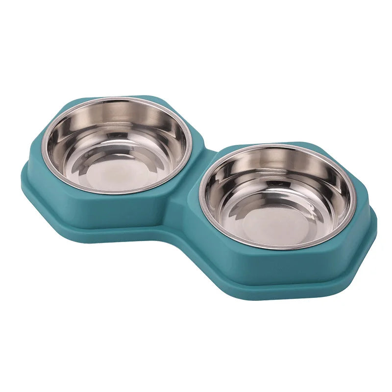Non-Slip Double Pet Feeding Bowl – Stainless Steel Food & Water Dish