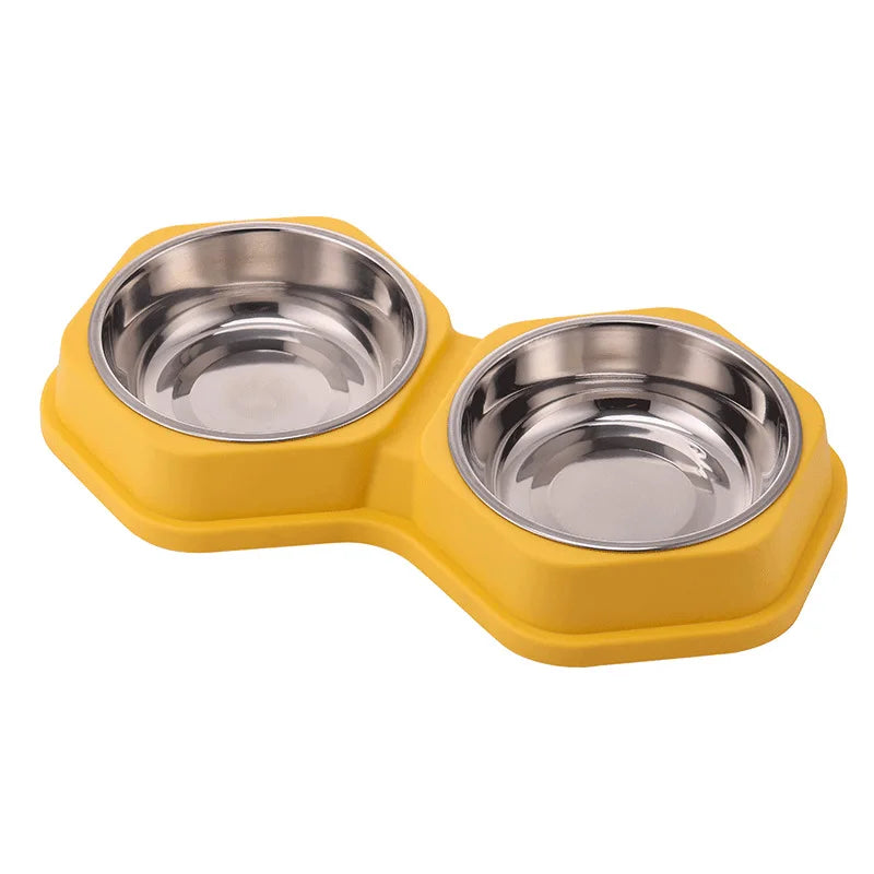 Non-Slip Double Pet Feeding Bowl – Stainless Steel Food & Water Dish