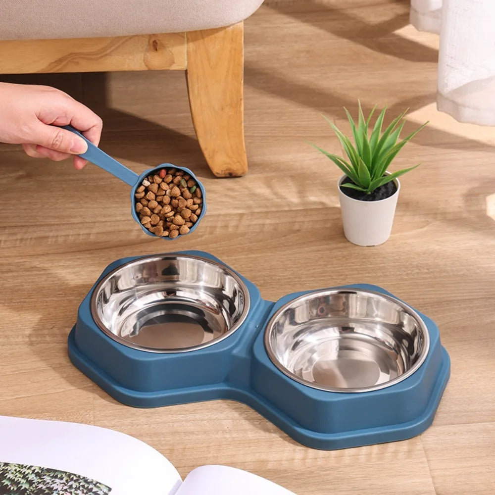 Non-Slip Double Pet Feeding Bowl – Stainless Steel Food & Water Dish