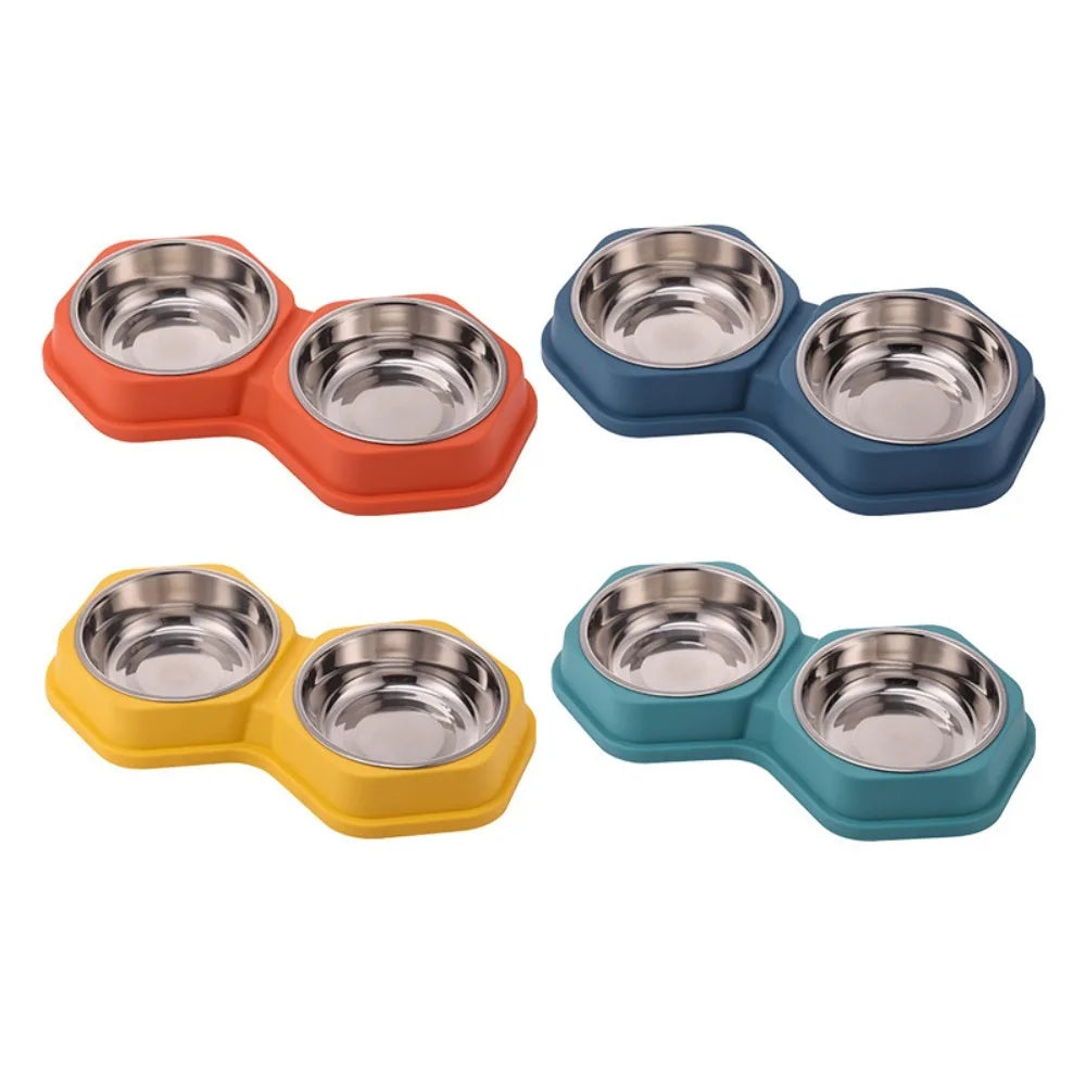 Non-Slip Double Pet Feeding Bowl – Stainless Steel Food & Water Dish