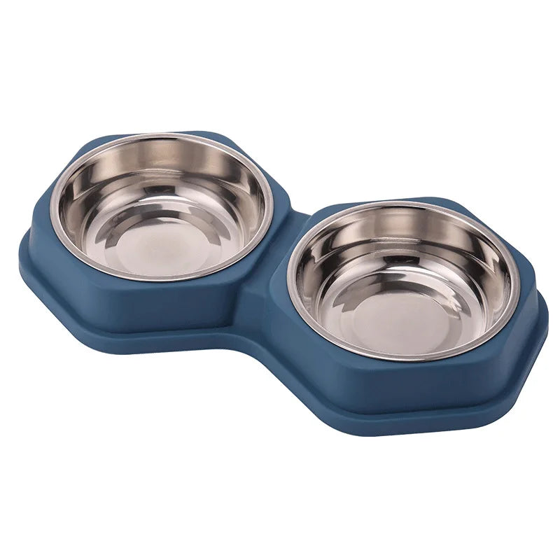 Non-Slip Double Pet Feeding Bowl – Stainless Steel Food & Water Dish
