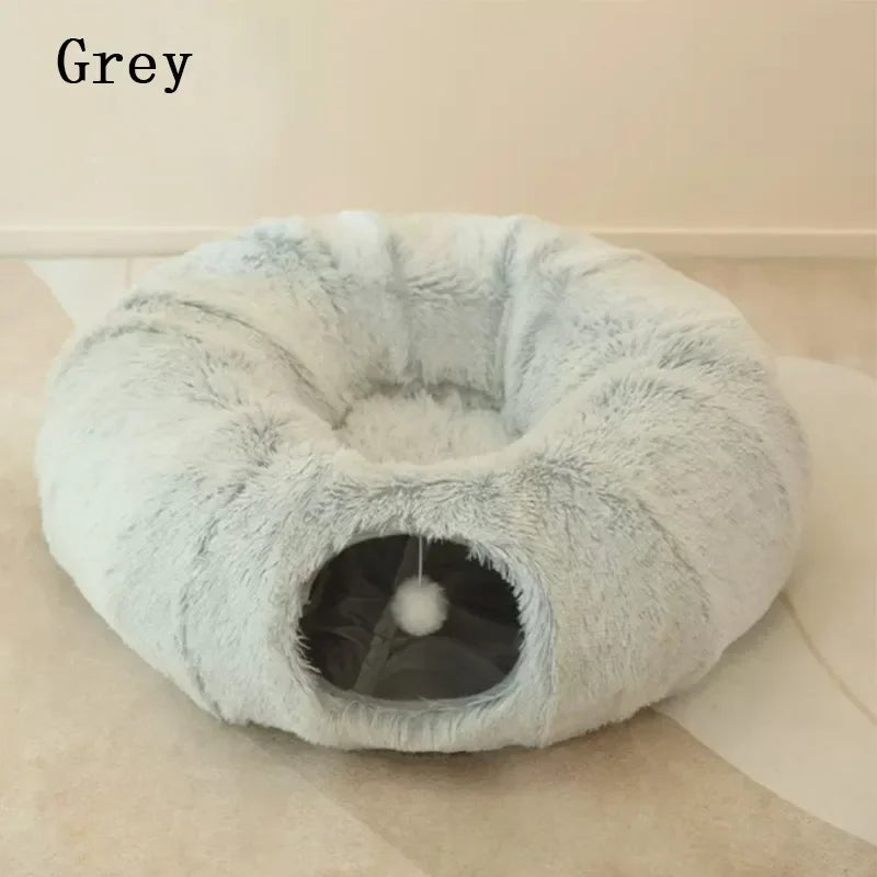 PlayNest™ 2-in-1 Cat Tunnel Bed – Plush Cozy Hideaway & Interactive Pet House