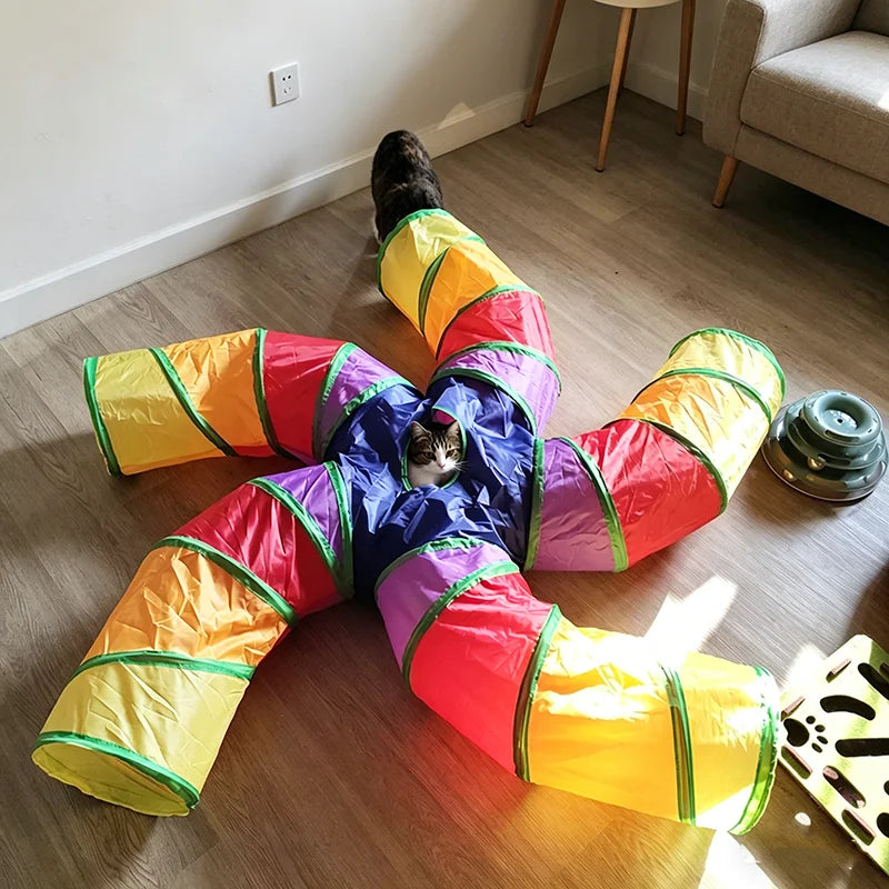 PlayTunnel™ Crinkle Cat Tunnel – Foldable Interactive Toy for Cats & Small Pets