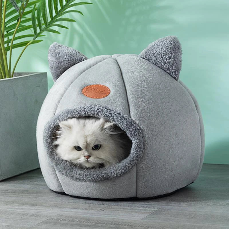 CozyNest™ Plush Cat Cave Bed – Warm Pet House for Cats & Small Dogs