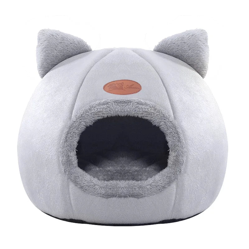 CozyNest™ Plush Cat Cave Bed – Warm Pet House for Cats & Small Dogs
