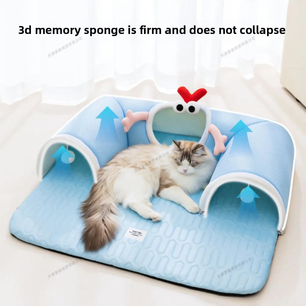 TunnelNest™ Breathable Cat Tunnel Bed – 2-in-1 Play Tunnel & Cozy Resting Mat