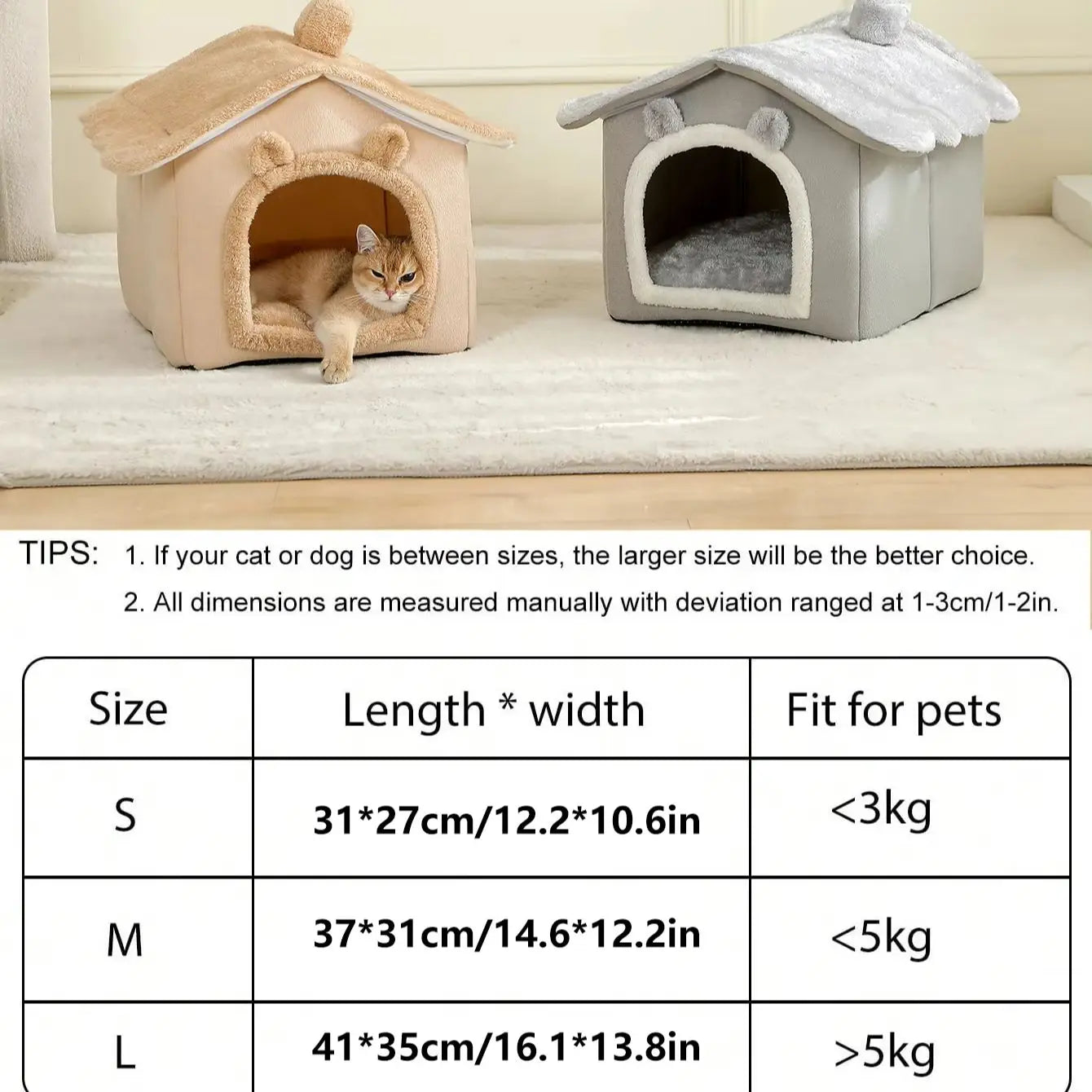 Cozy Paws™ Plush Cat Cave Bed with Pom-Pom Toy