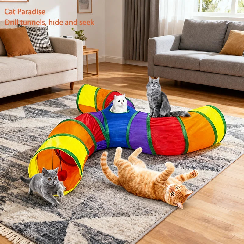 PlayTunnel™ Crinkle Cat Tunnel – Foldable Interactive Toy for Cats & Small Pets