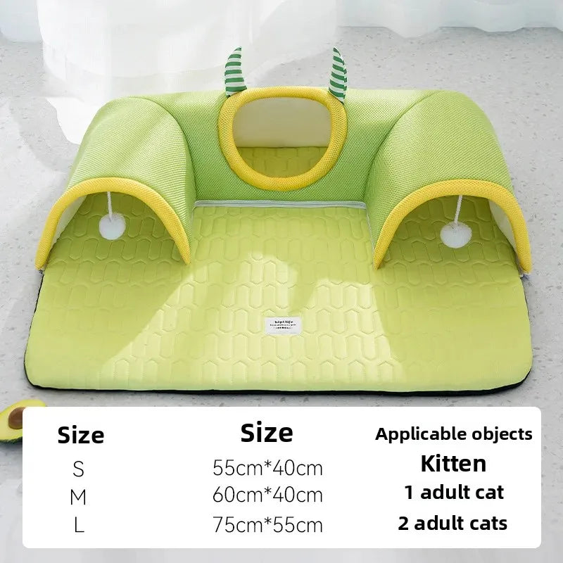 TunnelNest™ Breathable Cat Tunnel Bed – 2-in-1 Play Tunnel & Cozy Resting Mat