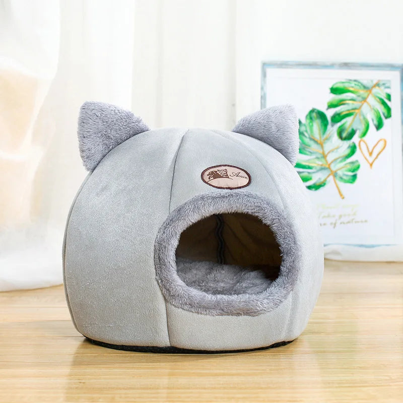 CozyNest™ Plush Cat Cave Bed – Warm Pet House for Cats & Small Dogs