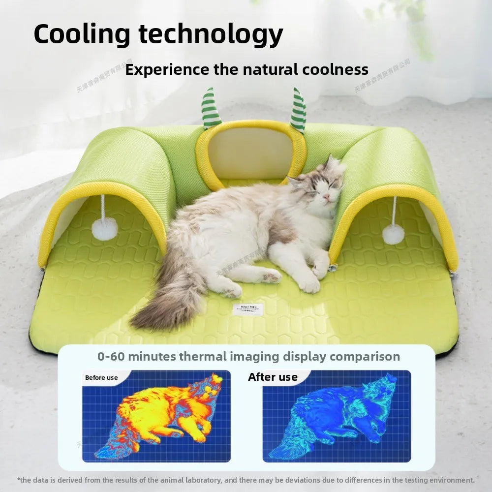TunnelNest™ Breathable Cat Tunnel Bed – 2-in-1 Play Tunnel & Cozy Resting Mat