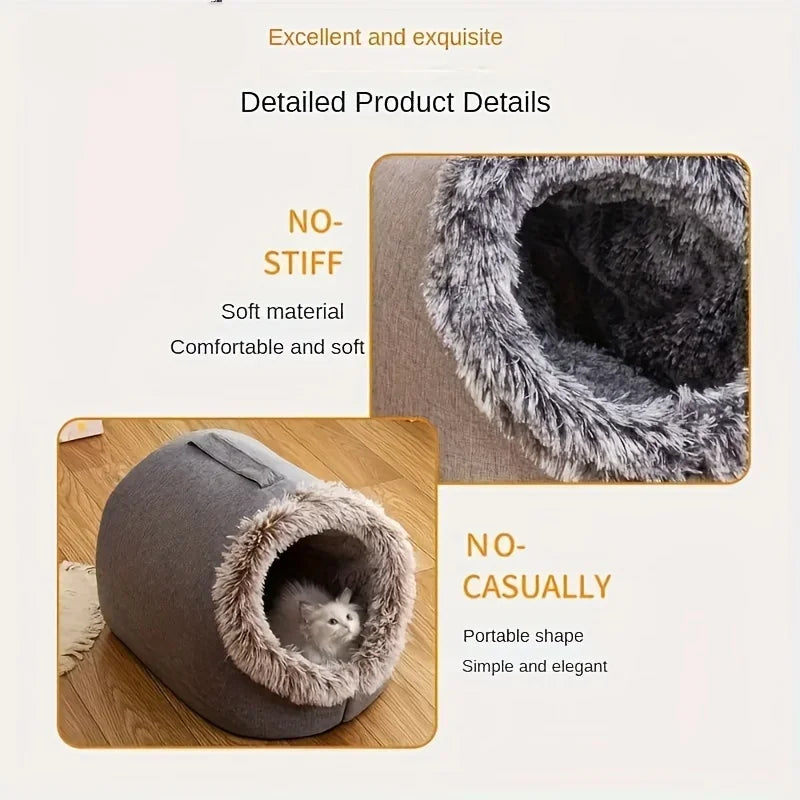 CozyNest™ Self-Warming Cat Cave Bed – Plush Indoor House for Cats & Small Dogs
