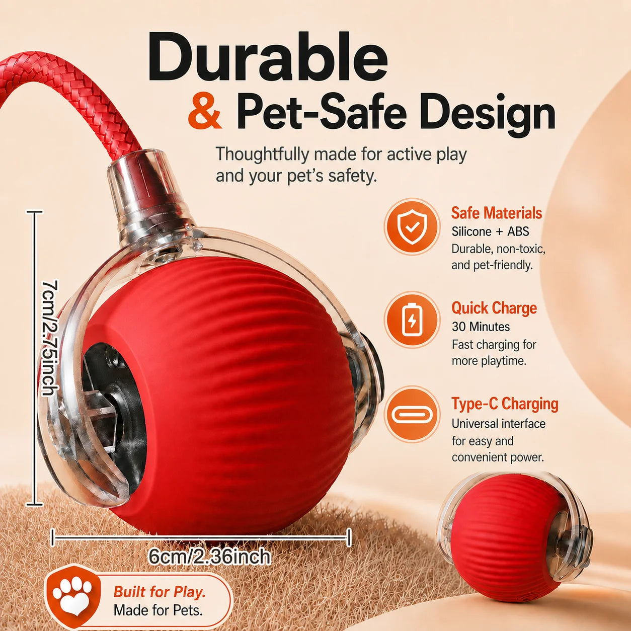 SmartRoll™ Interactive Dog Ball – Automatic Rechargeable Rolling Toy
