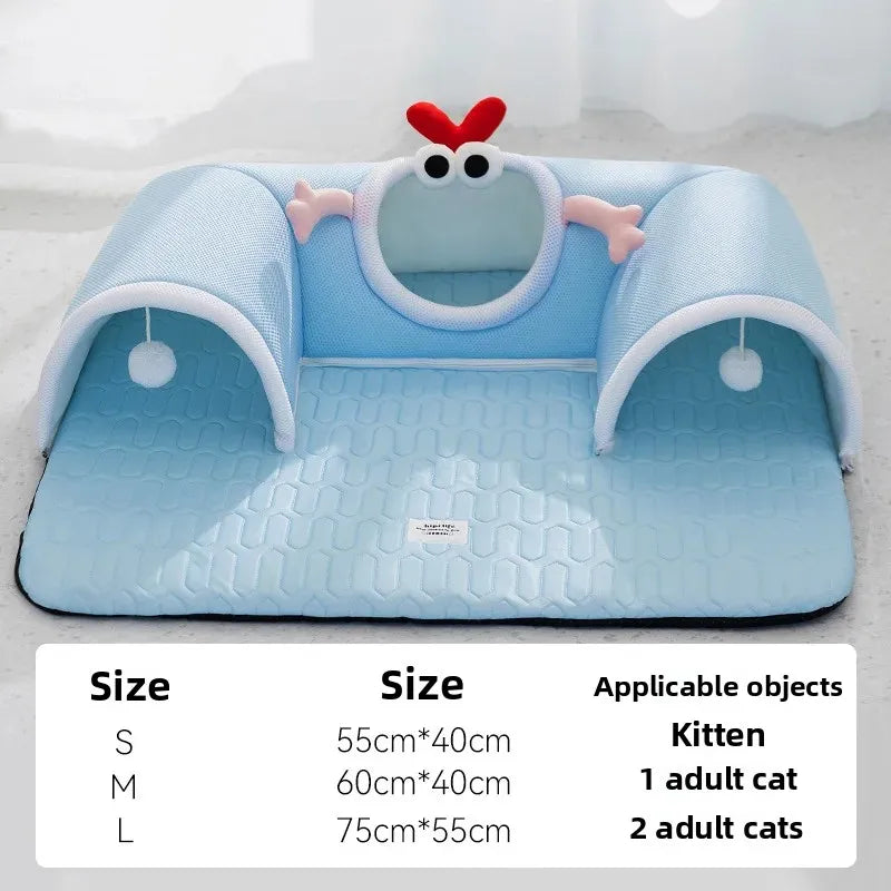 TunnelNest™ Breathable Cat Tunnel Bed – 2-in-1 Play Tunnel & Cozy Resting Mat