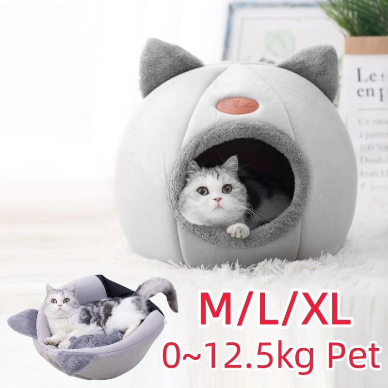 CozyNest™ Plush Cat Cave Bed – Warm Pet House for Cats & Small Dogs