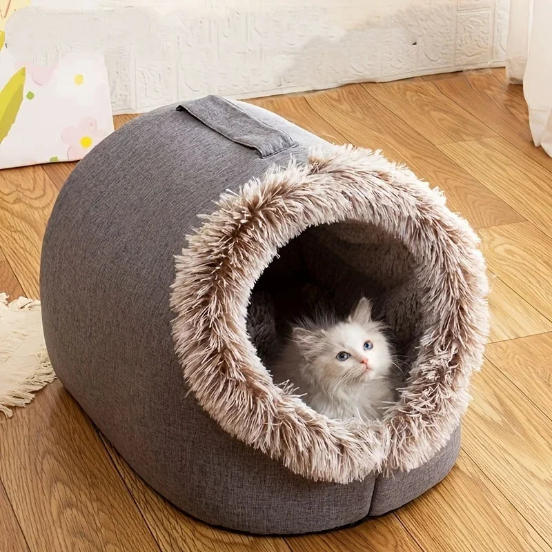 CozyNest™ Self-Warming Cat Cave Bed – Plush Indoor House for Cats & Small Dogs