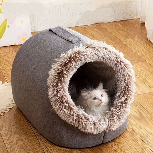 CozyNest™ Self-Warming Cat Cave Bed – Plush Indoor House for Cats & Small Dogs