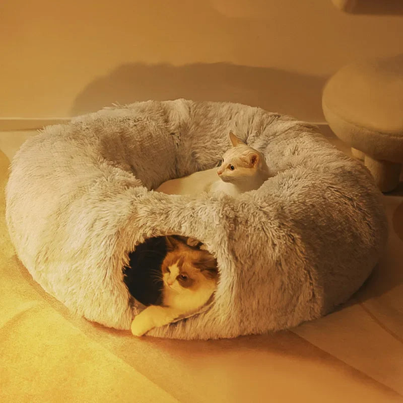 PlayNest™ 2-in-1 Cat Tunnel Bed – Plush Cozy Hideaway & Interactive Pet House