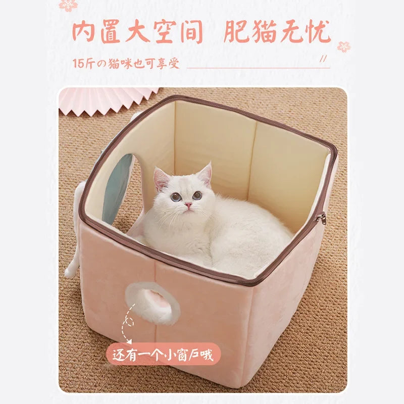 SnuggleHaven™ Premium Cat Cave Bed – Cozy Indoor House for Cats & Small Pets
