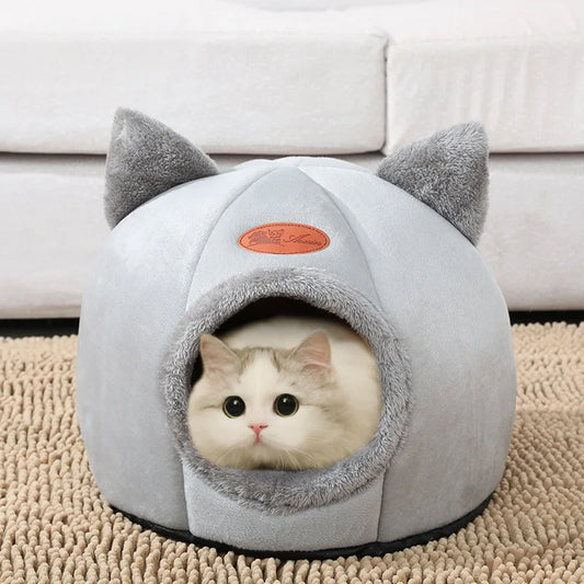 CozyNest™ Plush Cat Cave Bed – Warm Pet House for Cats & Small Dogs