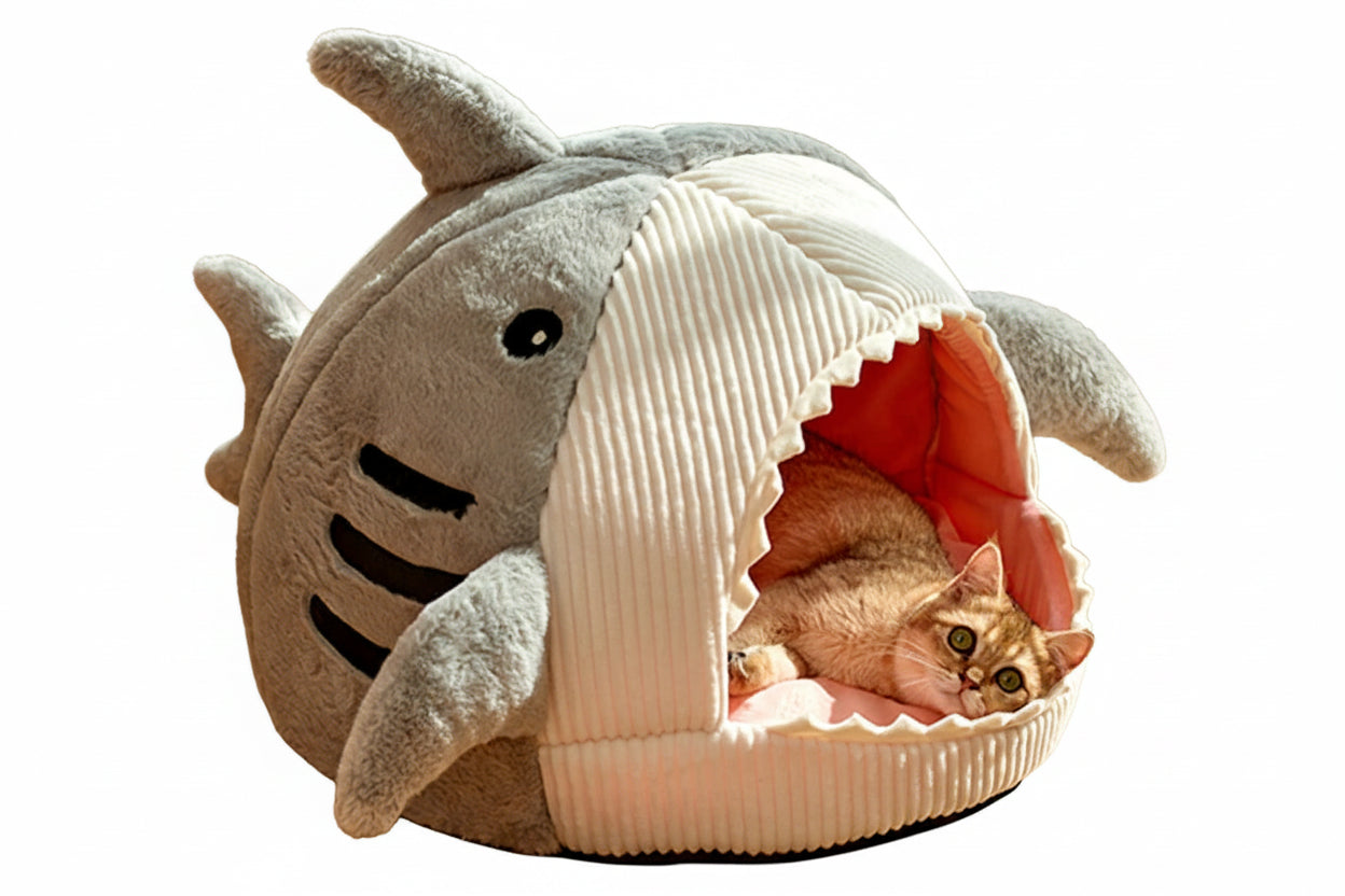 SnuggleNest™ Winter Cat Cave Bed – Warm Plush House for Cats & Small Pets