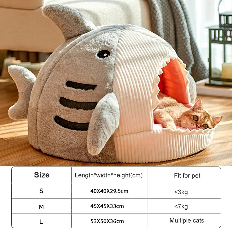 SnuggleNest™ Winter Cat Cave Bed – Warm Plush House for Cats & Small Pets