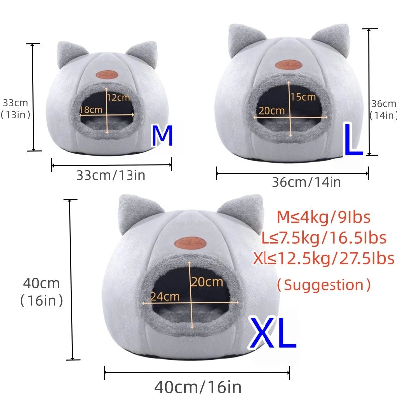 CozyNest™ Plush Cat Cave Bed – Warm Pet House for Cats & Small Dogs