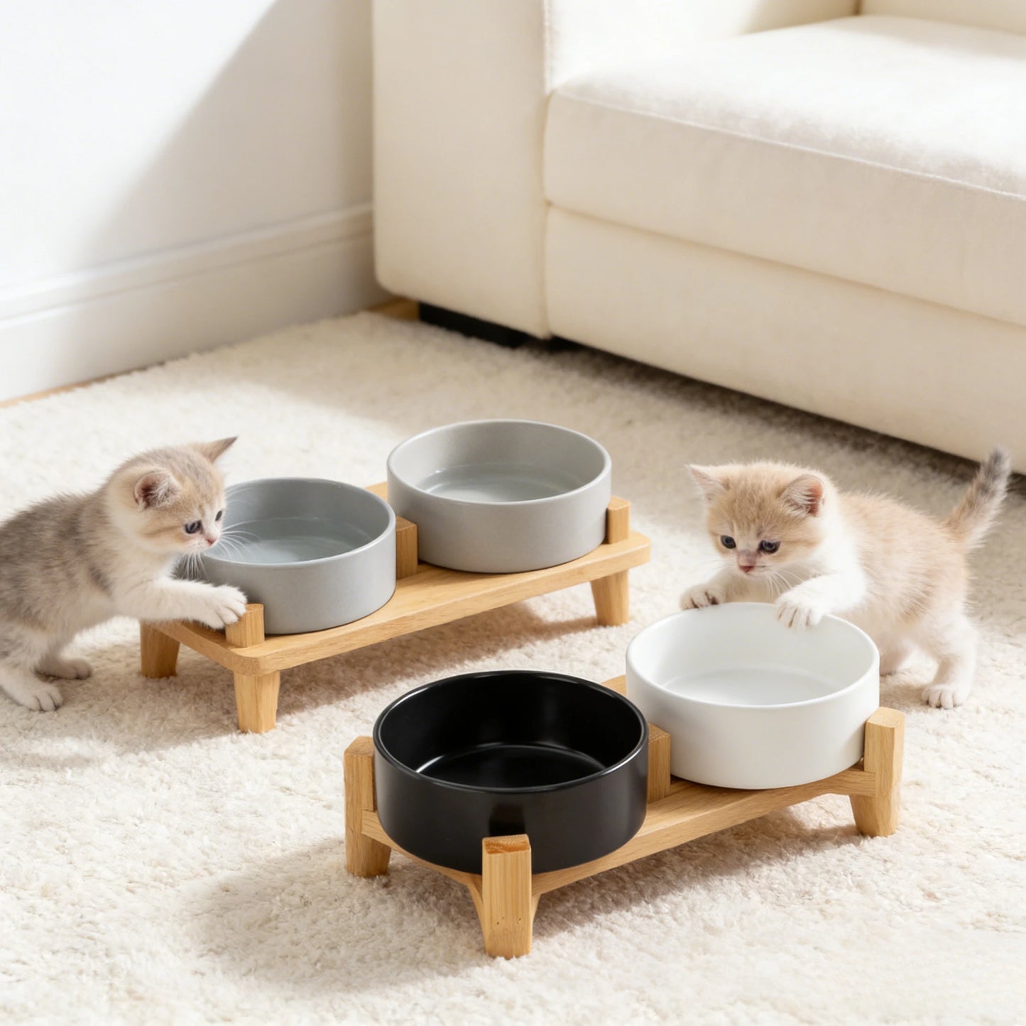 Elevated Double Pet Bowl – Ergonomic Food & Water Feeder for Cats & Dogs